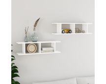 vidaXL Wall Shelves 2 pcs White 75x18x20 cm Engineered Wood