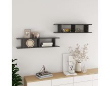 vidaXL Wall Shelves 2 pcs Grey 90x18x20 cm Engineered Wood