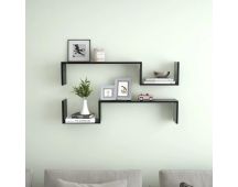 vidaXL Wall Shelves 2 pcs Black 100x15x20 cm Engineered Wood