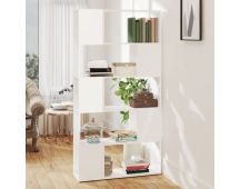 vidaXL Book Cabinet Room Divider High Gloss White 80x24x155 cm Engineered Wood