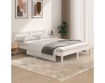 vidaXL Bed Frame Solid Wood Pine White 137x187 Double Size