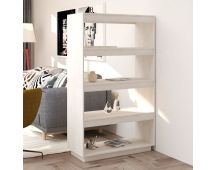 vidaXL Book Cabinet/Room Divider White 80x35x135 cm Solid Pinewood