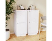 vidaXL Sideboards 2 pcs White 31.5x34x75 cm Solid Wood Pine