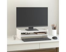 vidaXL Monitor Stand White 50x27x15 cm Solid Wood Pine