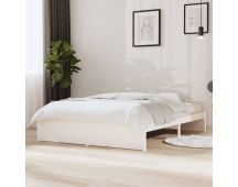 vidaXL Bed Frame White Solid Wood 137x187 Double Size