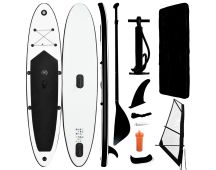 vidaXL Inflatable Stand Up Paddleboard with Sail Set Black and White