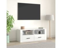 vidaXL TV Cabinet High Gloss White 100x35x40 cm Engineered Wood