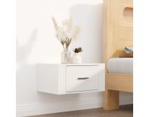 vidaXL Wall-mounted Bedside Cabinet High Gloss White 50x36x25 cm