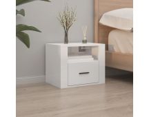 vidaXL Wall-mounted Bedside Cabinet High Gloss White 50x36x40 cm