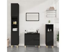 vidaXL Bathroom Cabinet Black 30x30x100 cm Engineered Wood