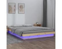 vidaXL LED Bed Frame 153x203 cm Queen Size Solid Wood