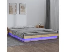 vidaXL LED Bed Frame 137x187 Double Size Solid Wood