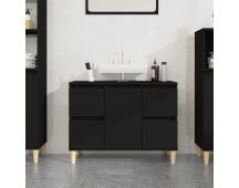 vidaXL Sink Cabinet Black 80x33x60 cm Engineered Wood