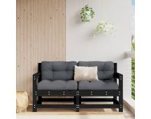 vidaXL Garden Chairs with Cushions 2 pcs Black Solid Wood Pine