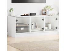 vidaXL TV Cabinet with Glass Doors White 102x37x42 cm