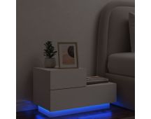 vidaXL Bedside Cabinet with LED Lights White 70x36x40.5 cm