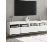 vidaXL TV Wall Cabinets with LED Lights 2 pcs White 80x30x40 cm