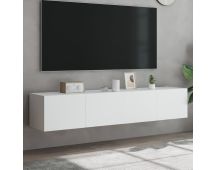 vidaXL TV Wall Cabinets with LED Lights 2 pcs White 80x35x31 cm