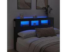 vidaXL LED Headboard Black 160x18.5x103.5 cm Engineered Wood