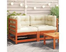 vidaXL Garden Sofas Corner with Cushions 2 pcs Wax Brown Solid Wood Pine