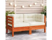 vidaXL Garden Sofa Corner with Cushions Wax Brown Solid Wood Pine