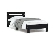 vidaXL Bed Frame with Headboard and LED Lights Black 90x190 cm