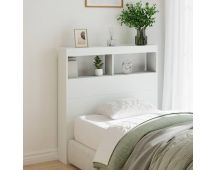 vidaXL Headboard Cabinet with LED White 100x17x102 cm