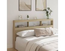 vidaXL Headboard Cabinet with LED Sonoma Oak 180x17x102 cm