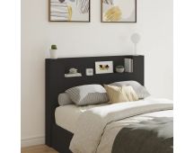 vidaXL Headboard Cabinet with LED Black 140x16.5x103.5 cm