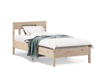 vidaXL Bed Frame with Headboard 90x190 cm Solid Wood Pine