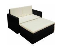 vidaXL 2 Piece Garden Lounge Set with Cushions Poly Rattan Black