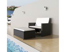 vidaXL 2 Piece Garden Lounge Set with Cushions Poly Rattan Black