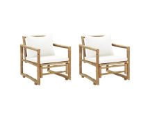 vidaXL Garden Chairs 2 pcs with Cushions and Pillows Bamboo