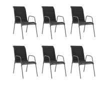 vidaXL Stackable Garden Chairs 6 pcs Steel and Textilene Black