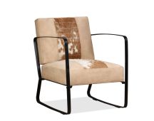 vidaXL Lounge Chair Cream Genuine Goatskin and Canvas