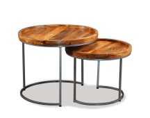 vidaXL Side Table Set 2 Pieces Solid Mango Wood