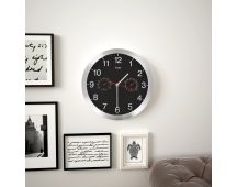 vidaXL Wall Clock with Quartz Movement Hygrometer and Thermometer 30 cm Black