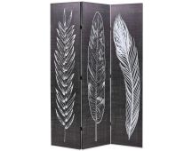 vidaXL Folding Room Divider 120x170 cm Feathers Black and White