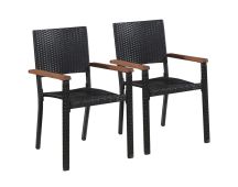 vidaXL Outdoor Chairs 2 pcs Poly Rattan Black