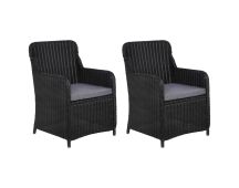 vidaXL Outdoor Chairs with Cushions 2 pcs Poly Rattan Black