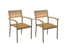 vidaXL Stackable Outdoor Chairs 2 pcs Solid Acacia Wood and Steel