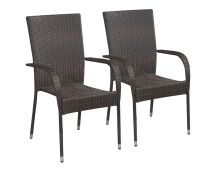 vidaXL Stackable Outdoor Chairs 2 pcs Poly Rattan Brown