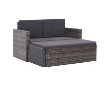 vidaXL 2 Piece Garden Lounge Set with Cushions Poly Rattan Grey