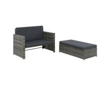 vidaXL 2 Piece Garden Lounge Set with Cushions Poly Rattan Grey