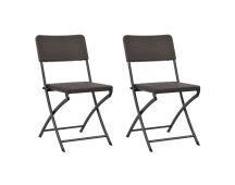 vidaXL Folding Garden Chairs 2 pcs HDPE and Steel Brown