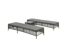 vidaXL Sunloungers 2 pcs with Table Poly Rattan Grey