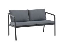 vidaXL 2 Seater Garden Bench with Cushions Grey Aluminium