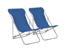 vidaXL Folding Beach Chairs 2 pcs Steel and Oxford Fabric Blue