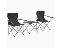 vidaXL Camping Table and Chair Set 3 Pieces Grey