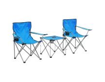 vidaXL Camping Table and Chair Set 3 Pieces Blue